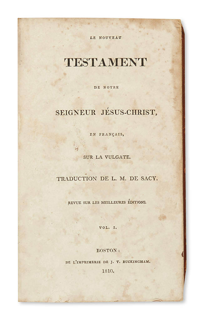 (BIBLE IN FRENCH--NEW TESTAMENT.) Le Nouveau Testament de notre Seigneur Jésus-Christ.